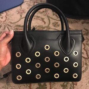 Ivanka Trump Tribeca Box Satchel Black Grommets